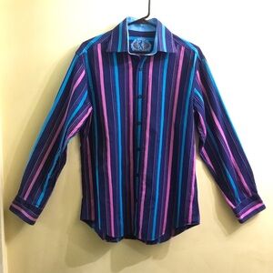 Bugatchi 100% cotton striped long sleeve shirt